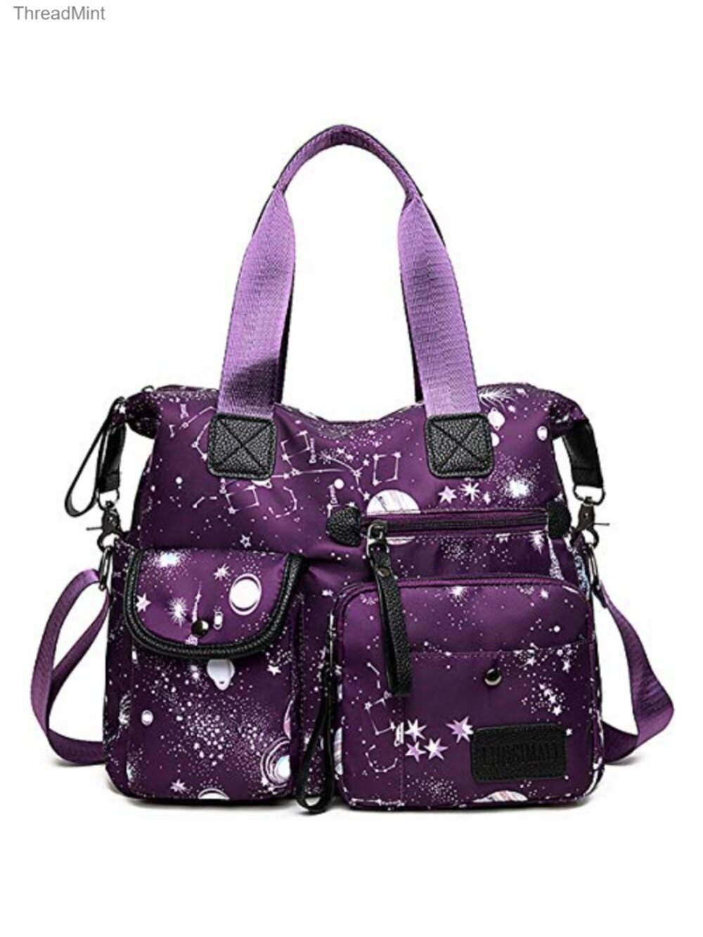 Women's Water-Resistant Nylon Tote Bag with Pockets, Top Handle Satchel Purse,